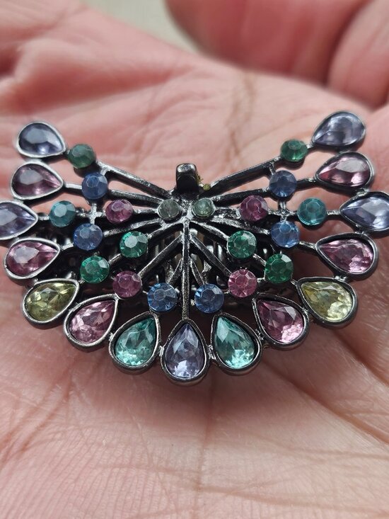 Peacock  Multi Color Ring Crystals Fashion Women Jewelry Ring Size Adjustable - Picture 2 of 9